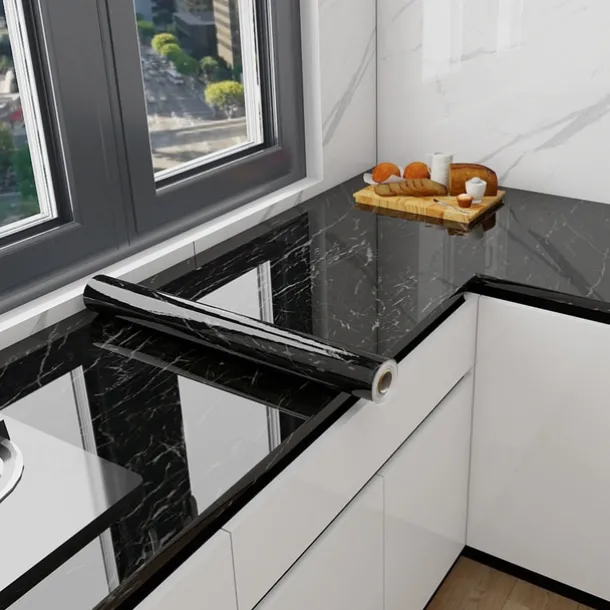 Cool Wallpapers Marble Wallpaper Wall Mural Peel Stick Sticker Self-Adhesive Oilproof High Temperature Waterproof Easily Removable Covering Kitchen Countertop Cabinet Shelf Liner 60x200cm/24"x78.74"