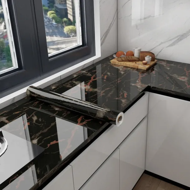 Cool Wallpapers Marble Wallpaper Wall Mural Peel Stick Sticker Self-Adhesive Oilproof High Temperature Waterproof Easily Removable Covering Kitchen Countertop Cabinet Shelf Liner 60x200cm/24"x78.74"