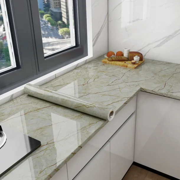 Cool Wallpapers Marble Wallpaper Wall Mural Peel Stick Sticker Self-Adhesive Oilproof High Temperature Waterproof Easily Removable Covering Kitchen Countertop Cabinet Shelf Liner 60x200cm/24"x78.74"