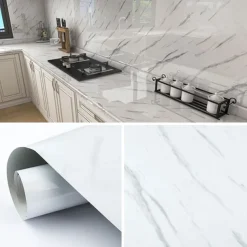 Cool Wallpapers Marble Wallpaper Wall Mural Waterproof Oil Proof MoistureProof Furniture Renovation Self-Adhesive Easily Removable Wall Covering Kitchen Countertop Cabinet Shelf Liner 23.6"x118"