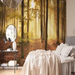 Cool Wallpapers Nature Wallpaper Wall Mural Forest Wall Covering Sticker Peel and Stick Removable PVC/Vinyl Material Self Adhesive/Adhesive Required Wall Decor for Living Room Kitchen Bathroom