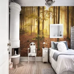 Cool Wallpapers Nature Wallpaper Wall Mural Forest Wall Covering Sticker Peel and Stick Removable PVC/Vinyl Material Self Adhesive/Adhesive Required Wall Decor for Living Room Kitchen Bathroom