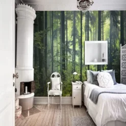 Cool Wallpapers Nature Wallpaper Wall Mural Forest Wall Covering Sticker Peel and Stick Removable PVC/Vinyl Material Self Adhesive/Adhesive Required Wall Decor for Living Room Kitchen Bathroom
