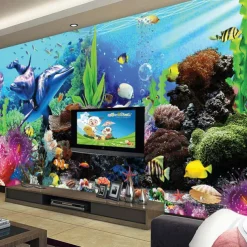 Cool Wallpapers Ocean Wallpaper Wall Mural Undersea Landscape Roll Sticker Peel Stick Removable PVC/Vinyl Material Self Adhesive/Adhesive Required Wall Decor for Living Room Kitchen Bathroom