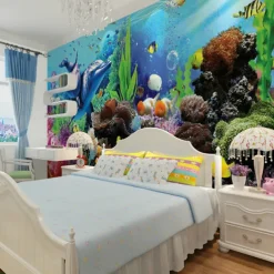 Cool Wallpapers Ocean Wallpaper Wall Mural Undersea Landscape Roll Sticker Peel Stick Removable PVC/Vinyl Material Self Adhesive/Adhesive Required Wall Decor for Living Room Kitchen Bathroom