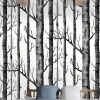 Cool Wallpapers 1pc Birch Tree Wallpaper Black and White Peel and Stick Wall Mural Wall Sticker Self-Adhesive PVC For Home Decor Cabinet Table Chair Room Backdrop Renovation 45cmx600cm/17.7"x236.2"