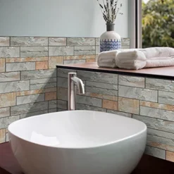 Cool Wallpapers 6pcs Cobblestone Wooden Pattern Wall Panels Wall Mural, Stone Peel Stick Wall Tile Sticker, Kitchen Self-adhesive Wall Decor Waterproof, Room Decor, Home Decor 15x30cm(5.9