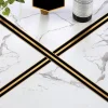 Cool Wallpapers Stripe Wallpaper Border Wall Mural Black Gold Waistline Baseboard Peel and Stick Self Adhesive PVC/Vinyl Modern Waterproof Wall Decal for Room, 0.98"x196.8"