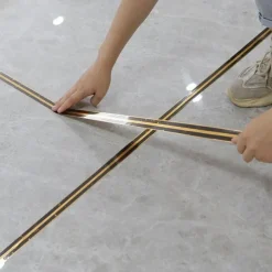 Cool Wallpapers Stripe Wallpaper Border Wall Mural Black Gold Waistline Baseboard Peel and Stick Self Adhesive PVC/Vinyl Modern Waterproof Wall Decal for Room, 0.98