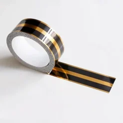 Cool Wallpapers Stripe Wallpaper Border Wall Mural Black Gold Waistline Baseboard Peel and Stick Self Adhesive PVC/Vinyl Modern Waterproof Wall Decal for Room, 0.98