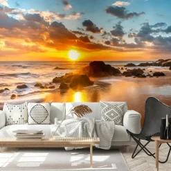 Cool Wallpapers Sunset Beach Wallpaper Wall Mural Wall Sticker Covering Print Peel and Stick Removable Self Adhesive Secret Forest PVC / Vinyl Home Decor