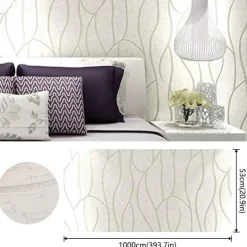 Cool Wallpapers Textured Wallpaper Wall Mural Non-Woven 3D Wallpaper Modern Print Embossed Stripe Wall Covering Sticker Film for Home Living Room Bedroom Indoor TV Background Home Decor 53*1000cm