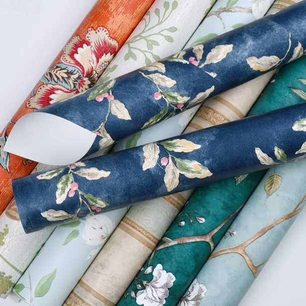 Cool Wallpapers Vintage Flower Wallpaper Wall Mural Self Adhesive Peel and Stick Removable Floral Vinyl Wallpaper Cabinet Furniture Countertop Paper Textured Wallpaper,20.8"x118"/53x300cm 1 Roll