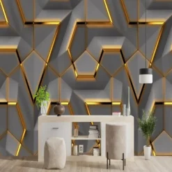 Cool Wallpapers Wall Mural 3D Wallpaper Geometric Abstracte Wall Sticker Covering Print Peel and Stick Removable PVC/Vinyl Material Self Adhesive/Adhesive Required Wall Decor for Living Room Bedroom