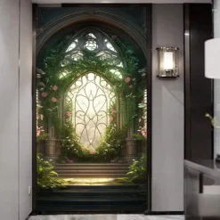 Cool Wallpapers Wall Mural Floral Stairs Abstract 3D Home Decoration Cartoon Landscape Wall Covering, Canvas PVC / Vinyl Material Adhesive required Mural, Room Wallcovering