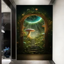 Cool Wallpapers Wall Mural Floral Stairs Abstract 3D Home Decoration Cartoon Landscape Wall Covering, Canvas PVC / Vinyl Material Adhesive required Mural, Room Wallcovering