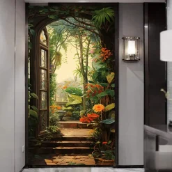 Cool Wallpapers Wall Mural Floral Stairs Abstract 3D Home Decoration Cartoon Landscape Wall Covering, Canvas PVC / Vinyl Material Adhesive required Mural, Room Wallcovering