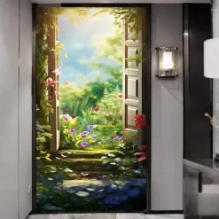 Cool Wallpapers Wall Mural Floral Stairs Abstract 3D Home Decoration Cartoon Landscape Wall Covering, Canvas PVC / Vinyl Material Adhesive required Mural, Room Wallcovering