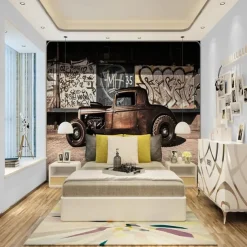 Cool Wallpapers Wall Mural Vintage Wallpaper for Walls Wall Sticker Covering Print Peel and Stick Removable Car Graffiti Canvas Home Décor