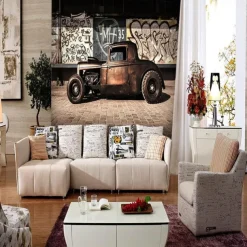 Cool Wallpapers Wall Mural Vintage Wallpaper for Walls Wall Sticker Covering Print Peel and Stick Removable Car Graffiti Canvas Home Décor