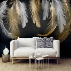 Cool Wallpapers Wall Mural Beautiful Wallpaper Wall Sticker Covering Print Peel and Stick Self Adhesive Black Feather PVC / Vinyl Home Decor