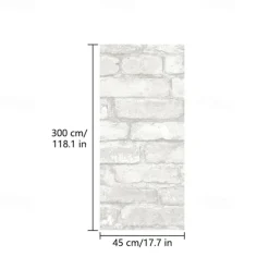Cool Wallpapers Wall Mural White Brick Wallpaper Peel and Stick Wallpaper Removable Pvc/Vinyl Self Adhesive 17.7"x118"(45cmx300cm) / 45x300cm