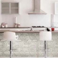 Cool Wallpapers Wall Mural White Brick Wallpaper Peel and Stick Wallpaper Removable Pvc/Vinyl Self Adhesive 17.7