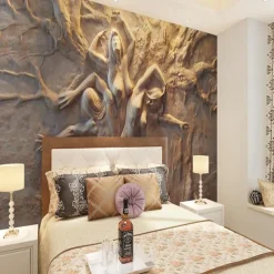 Cool Wallpapers Wall Mural 3D White Wallpaper Wall Sticker Covering Print Print Peel and Stick Removable 3D Relief Effect Woman Canvas Home Décor