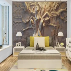 Cool Wallpapers Wall Mural 3D White Wallpaper Wall Sticker Covering Print Print Peel and Stick Removable 3D Relief Effect Woman Canvas Home Décor