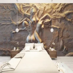 Cool Wallpapers Wall Mural 3D White Wallpaper Wall Sticker Covering Print Print Peel and Stick Removable 3D Relief Effect Woman Canvas Home Décor