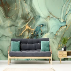 Cool Wallpapers Wall Mural Abstract Marble Green Wall Covering Sticker Peel and Stick Removable PVC/Vinyl Material Self Adhesive/Adhesive Required Wall Decor for Living Room Kitchen Bathroom