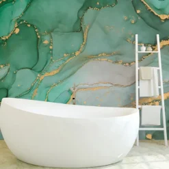 Cool Wallpapers Wall Mural Abstract Marble Green Wall Covering Sticker Peel and Stick Removable PVC/Vinyl Material Self Adhesive/Adhesive Required Wall Decor for Living Room Kitchen Bathroom