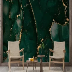 Cool Wallpapers Wall Mural Abstract Marble Green Wall Covering Sticker Peel and Stick Removable PVC/Vinyl Material Self Adhesive/Adhesive Required Wall Decor for Living Room Kitchen Bathroom