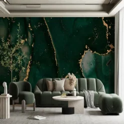 Cool Wallpapers Wall Mural Abstract Marble Green Wall Covering Sticker Peel and Stick Removable PVC/Vinyl Material Self Adhesive/Adhesive Required Wall Decor for Living Room Kitchen Bathroom