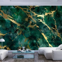 Cool Wallpapers Wall Mural Abstract Marble Green Wall Covering Sticker Peel and Stick Removable PVC/Vinyl Material Self Adhesive/Adhesive Required Wall Decor for Living Room Kitchen Bathroom