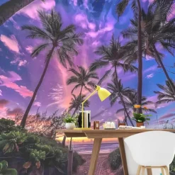 Cool Wallpapers Wall Mural Tropical Palm Trees Wallpaper Wall Sticker Covering Print Adhesive Required Canvas Home Décor