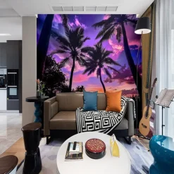 Cool Wallpapers Wall Mural Tropical Palm Trees Wallpaper Wall Sticker Covering Print Adhesive Required Canvas Home Décor
