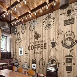 Cool Wallpapers Wall Mural Vintage Wallpaper Wall Sticker Covering Print Peel and Stick Removable Coffee Cafe Graffiti Canvas Home Décor