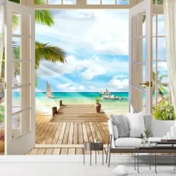 Cool Wallpapers Wall Mural Nature Wallpaper Beach Wall Sticker Covering Print Adhesive Required 3D Effect Canvas Home Décor