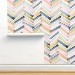 Cool Wallpapers Wall Mural Geometric Wallpaper Minimalist Herringbone Black White Peel and Stick Wallpaper Removable Pvc/Vinyl Self Adhesive 17.7