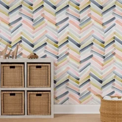 Cool Wallpapers Wall Mural Geometric Wallpaper Minimalist Herringbone Black White Peel and Stick Wallpaper Removable Pvc/Vinyl Self Adhesive 17.7