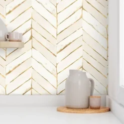 Cool Wallpapers Wall Mural Geometric Wallpaper Minimalist Herringbone Black White Peel and Stick Wallpaper Removable Pvc/Vinyl Self Adhesive 17.7