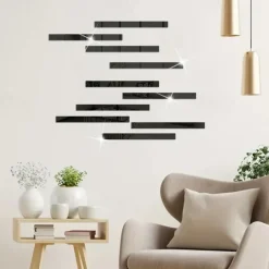 Cool Wallpapers Wall Mural 1pc Wallpaper Border Silver Striped Mirror Stickers - Self Adhesive Wall Decals for Bedroom Decoration (5x20cm/2''x8'')