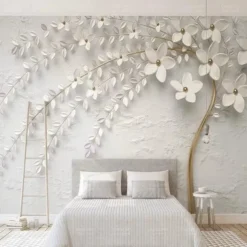 Cool Wallpapers Wall Mural Flower Wallpaper Wall Sticker Covering Print Adhesive Required Forest 3D Effect Floral Flower Canvas Home Décor