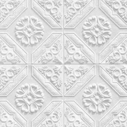 Cool Wallpapers White Foam Wall Mural Wall Panel Peel and Stick Wall Sticker Floral Removable Wall Covering, PVC/Vinyl Material Self adhesive Wallpaper, Room Wallcovering for Home Decoration