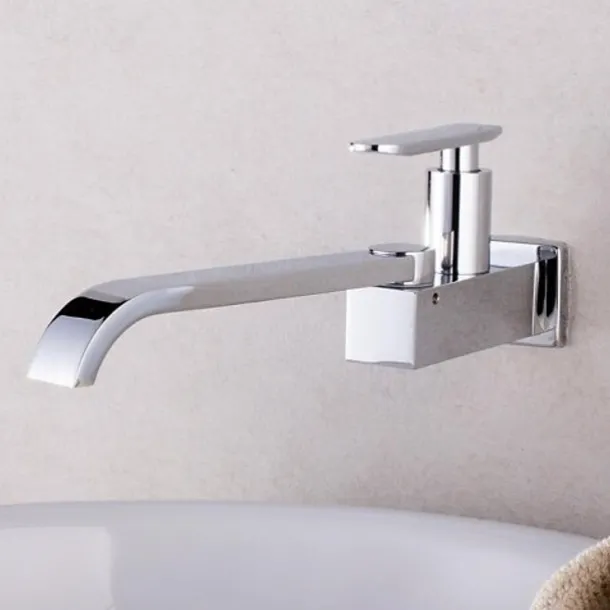 Copper Kitchen Sink Faucet,Waterfall Chrome Widespread Rotatable Single Handle One Hole Kitchen Taps with Ceramic Valve Cold Water Only