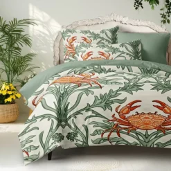 Coral Beach Duvet Cover Set Cotton Aqua Ocean Theme Pattern Set Soft 3-Piece Luxury Bedding Set Home Decor Gift Twin Full King Queen Size Duvet Cover