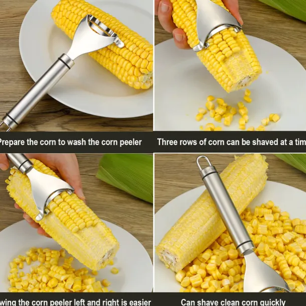 Corn Peeler,Corn Thresher,Thickened Durable 304 Stainless Steel Corn Cob Threshing Tool Stripper Kitchen Accessories Quick Clean for Kitchen Corn Stripper