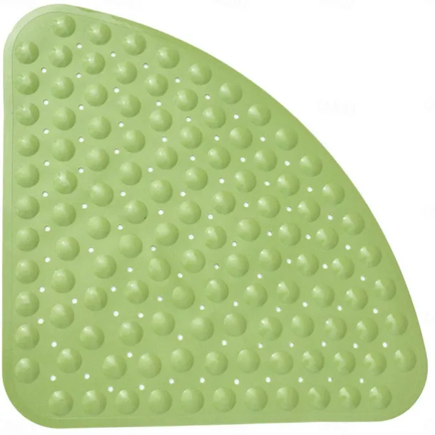 Corner Bath Mat Non-slip Shower Mats - 21 x 21 inch Non Slip Bathtub Mat with Suction Cup, Safety Shower Stall Mats for Kids & Elderly, Shower Mat with Drain Holes, Machine Washable