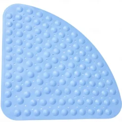 Corner Bath Mat Non-slip Shower Mats - 21 x 21 inch Non Slip Bathtub Mat with Suction Cup, Safety Shower Stall Mats for Kids & Elderly, Shower Mat with Drain Holes, Machine Washable